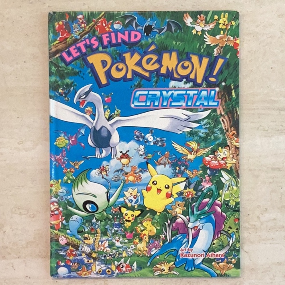 Let’s Find Pokemon Crystal Book 2009 Hardcover Large Pikachu Lugia Charizard